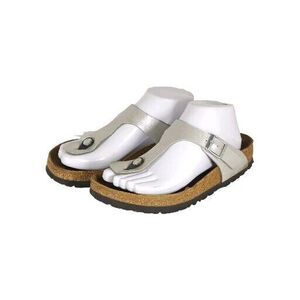 Birkenstock Women's Gizeh EU38 US7 Silver Birko-Flor T-strap Thong Sandals